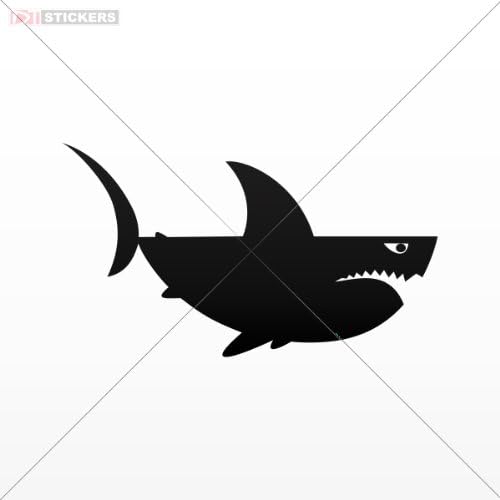 Decal Stickers Vinyl Shark Angry Doors Helmet Truck Motorcycle Note Book I Phone Size: 5 X 2.8 Inches Black