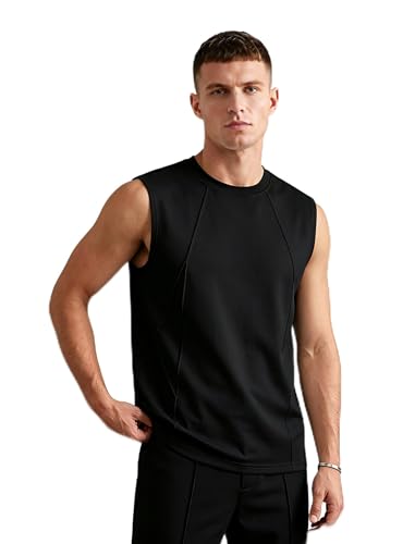 MAIKANONG Men's Tank Top Crewneck Sleeveless Athletic T-Shirt Black at Amazon
