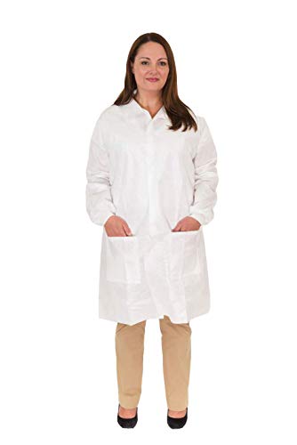 Body Filter 95+ Lightweight Disposable Lab Coats (2 Hip Pockets) | Breathable Cool Material -Extra Durable and Comfortable for Professional Laboratory + Medical Use (Case of 50) (Size: XL)