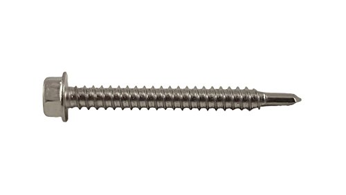 Stainless #12 x 2" Hex Washer Head Self Drilling Sheet Metal Tek Screws with Drill Point (1/2" to 2-1/2" Lengths in Listing), 100 Pieces (#12 X 2 INCH)