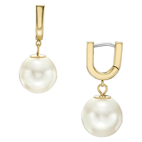 Fossil Women's gold stainless steel earrings with hoop closure