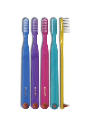Sunstar GUM 409PC Classic Toothbrush with Gum Stimulator, Compact Head, Soft - Pack of 3
