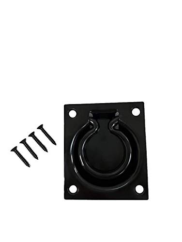 QCAA Heavy Duty Steel Flush Ring Pull, 3" x 3-1/2", Matte Black, 1 Pack, Made in Taiwan — image 1