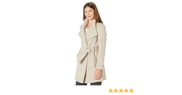 asymmetrical belted wool wrap coat