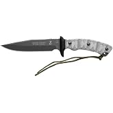 Tops Knives TPAFAL01: Apache Falcon Fixed Blade - Black Ballistic Nylon Sheath - Black Linen Micarta Handle