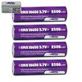 4 Efest Purple IMR 18650 2500mAh 35A 3.7v Rechargeable Flat Top Batteries