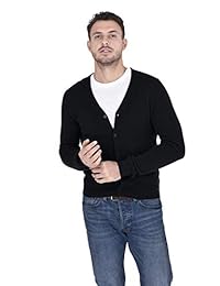 Cashmeren - Jersey para hombre, 100% cachemira pura, de punto clásico, con botón frontal suave, manga larga, para cardigan