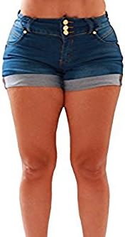 Diamante Colombian Design Butt Lifter Women Denim Shorts- Levantacola-Blue- N2448 - S