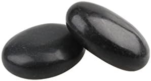Romonacr Set of 2 Professional Massage Hot Stone Set Natural Lava Heated Stones Basalt Warmer Rock for Spa, Massage Therapy 2.76 x 3.54 in(7x9cm)