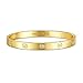 GuqiGuli 14k Yellow Gold Plated Fashion Idiom Hinged Bangle Bracelets for Women and Girls, 7