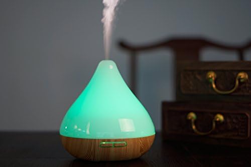 Aromatherapy Diffuser 300ml, Ultrasonic Cool Mist Humidifier for Essential Oil with 7 Colors LED for Baby Study Yoga Spa-Light Wood Grain