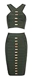 Whoinshop Women's Clubwear Outfit Slim Fit High Waist Skirt and Croptop 2 Pieces Set Bandage Dress