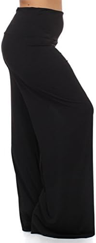 Plus Size Women's High Waist Stretchy Solid Palazzo Pants Made in USA 1X Black