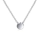 925 Sterling Silver Tiny Dot Necklace Round Circle Choker Chain Necklace for Women, Rolo Chain 16