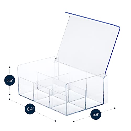 RoyalHouse Acrylic Tea Bag Holder Storage Organizer, 6 Compartment BPA Free Clear Plastic Tea