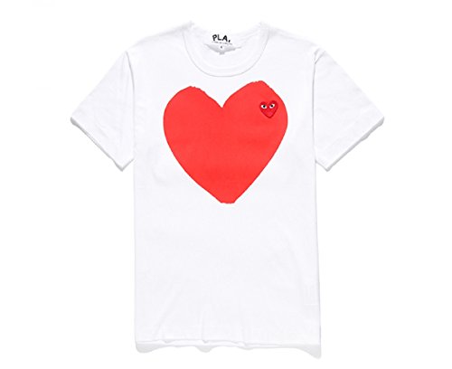 Luoyi Comme des Garcons CDG Play Men White Heart Short Sleeve Couple T-Shirt White