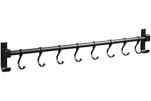 Attarrior Kitchen Utensil Holder Hanger, Pot and Pan Rack wall mounted, Kitchen Rail with Hooks for Hanging Cooking Utensils,