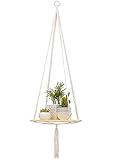 Plant Hanger (Square),YXMYH Macrame Plant Hanger Shelf Hanging Planter Home Decor Cotton Cord and Pine Shelf -BOHO Bohemian Home Decor 43 Inches