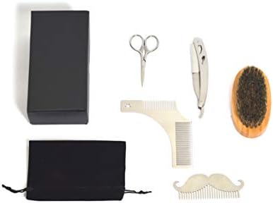 Krfilas Beard Care Kit for Men Beard Modeling Tool Grooming Beard, Beard molding jig Comb, Brush Beard Scissors