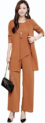 Song of Song Women’s Pants Suit 3 Piece Set, Chiffon, Pants Dress, Loose, Large Size, Body Cover, Stylish, Simple, Formal, Work, Mom, Everyday Wear, Autumn, Winter
