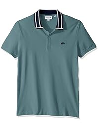 Lacoste S   S Polo de cuello a rayas ajustado piqué elástico para hombre