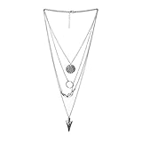 Clearance Pendant Necklace,Han Shi Women Luxury Multilayer Irregular Crystal Chain Jewelry (Silver, M)