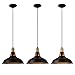 LEONLITE Industrial Metal Pendant Light, 4.92ft Cord Edison Vintage Style Hanging Barn Lampshade, ETL Listed, Aluminum Sockets, E26 Base, for Kitchen, Pool Table, Dining Room, Pack of 3