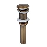 Beelee Bathroom Faucet Vessel Vanity Sink Pop Up Drain Stopper without Overflow, Antique Brass Finish