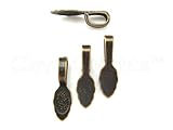 25 CleverDelights Leaf Bails - 26x8mm - Antique Copper Color - Large Glue On Bails - Scrabble Glass Pendants Scallop Edge Tibetan Bails - 1 x 5/16 inch 26mm x 8mm