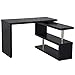 HOMCOM 360 Degree Rotating Corner Computer Desk, L Shaped Desk, Home Office Workstation with 3-Tier Storage Shelves, Black
