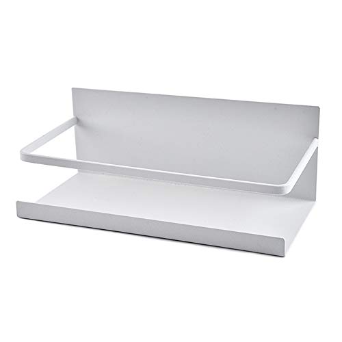 LokRoad Magnetic Storage Shelf Refrigerator Spice Rack Kitchen Organizer Single Tier Magnetic Fridge Spice Storage Basket, White
