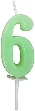 Willcan (6) colorful numeral birthday candles, classic number 6 candles with plastic stem for party celebration decorating
