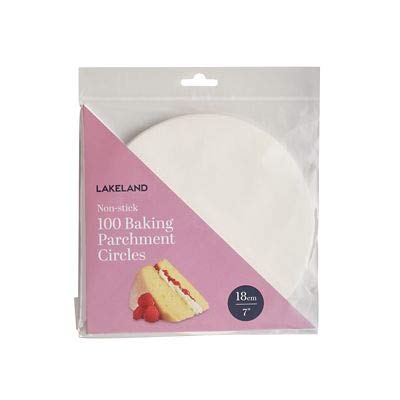 100 Lakeland Baking Parchment Liner Paper Circles 18cm – Non-Stick Silicone Paper for Easy-Release