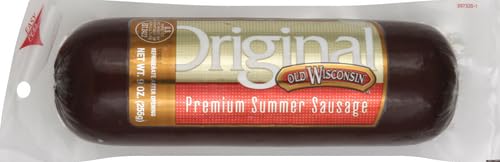 OLD WISCONSIN PREMIUM SUMMER SAUSAGE, 100% NATURAL MEAT, CHARCUTERIE, READY TO EAT, HIGH PROTEIN, LOW CARB, KETO, GLUTEN FREE, ORIGINAL FLAVOR, 8 OUNCE