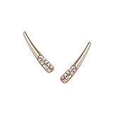 Humble Chic Women's Pave Spike Ear Crawlers Gold-Tone Ice Fang Earrings, Gold-Tone