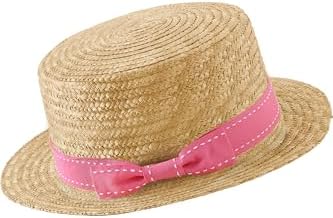 Women Straw Boater Hat Summer Beach Sun Sailor Bowler Cap  display picture 3