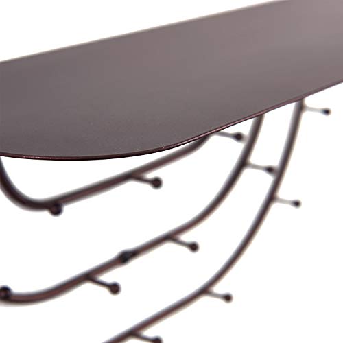 MXARLTR Floating Shelf Wall Mounted, Sturdy Iron Shelf for Kitchen, Bathroom Decor Storage Key Hooks Shelf with Hooks