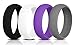 Swagmat Silicone Wedding Rings, 4 Pack Wedding Bands for Women (Black, Medium Gray, White, Purple, Size 7)