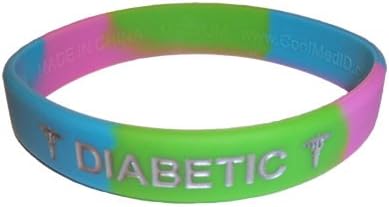 Diabetic Medical ID Wristband SummerSwirl with Silver Color Fill Medium