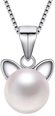 Umiwe 女性 真珠 パール ネックレス 人気 淡水 パール かわいい 猫 ネックレス レディース ペンダント シルバー925 金属アレルギー対応 アクセサリー 母の日 誕生日 クリスマス プレゼント 女性 ジュエリー