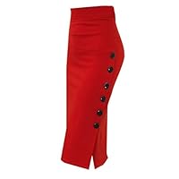 Icocol Womens Pencil Skirt Ladies High Waisted Button Split Office Skirts Multiple Size