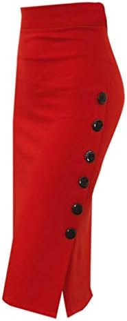 Nevera Women Button High Waist Bodycon Midi Wear to Work Office Pencil Skirt