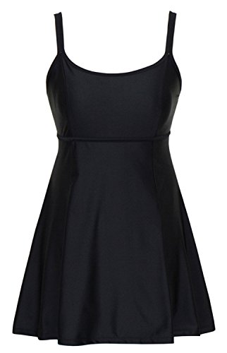 DANIFY Women's One Piece Swimsuits Plus Size Swimwear Cover up Swimdress Bathing Suits Black