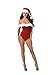 Dreamgirl Women's Santa Themed Velvet Teddy Bodysuit, Ruby, Large