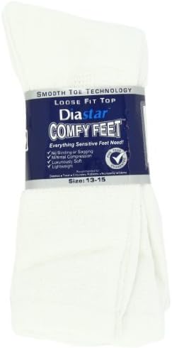Diastar Comfy Feet Diabetic Socks, White, 13-15, 3 pack - Buy Packs and Save (Pack of 3)