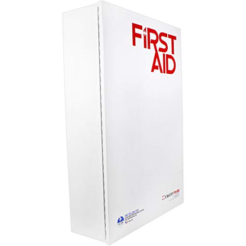 OSHA & ANSI 2 Shelf Industrial First Aid Cabinet with Pocket Liner, 75 Person, 562 Pieces, 2015 Class B+, Types I & II, Made in USA by Urgent First AidTM with Extra Content & New ANSI First Aid Guide