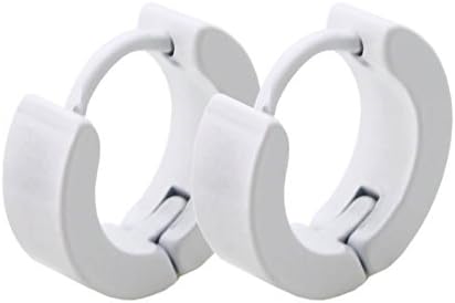 2 Creole Earrings Huggie Hoop Sleeper Earrings unisex Woman Men Kids White Colour
