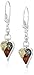 Multicolor Amber Sterling Silver Heart Dangle Earrings