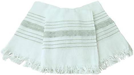 MEXICANDOO Set of 3 Authentic Mexican Woven Cloth Napkins (servilletas mexicanas) 100% Cotton for Tortilla Warmer (Tortillero), Placemats, Fiesta Party Decoration (Grey)