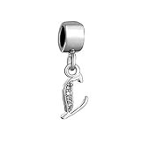LovelyJewelry Silver Plated Initial Charms Letter A-Z Alphabet Crystal Dangle Bead s Bracelet